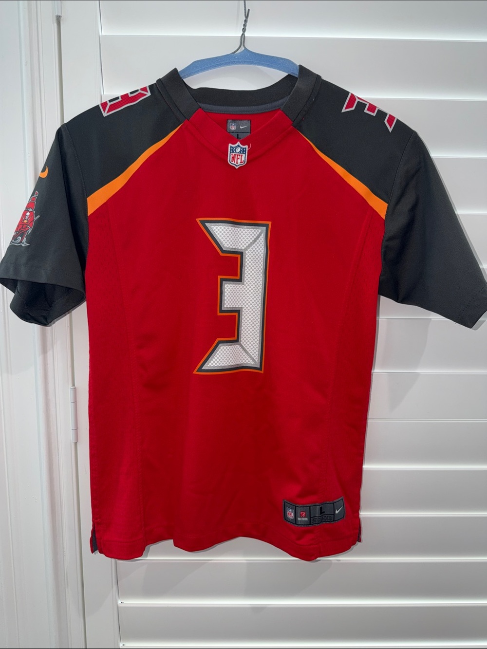 Youth Winston Red and Black NFL Buccaneers Jersey - #3-L